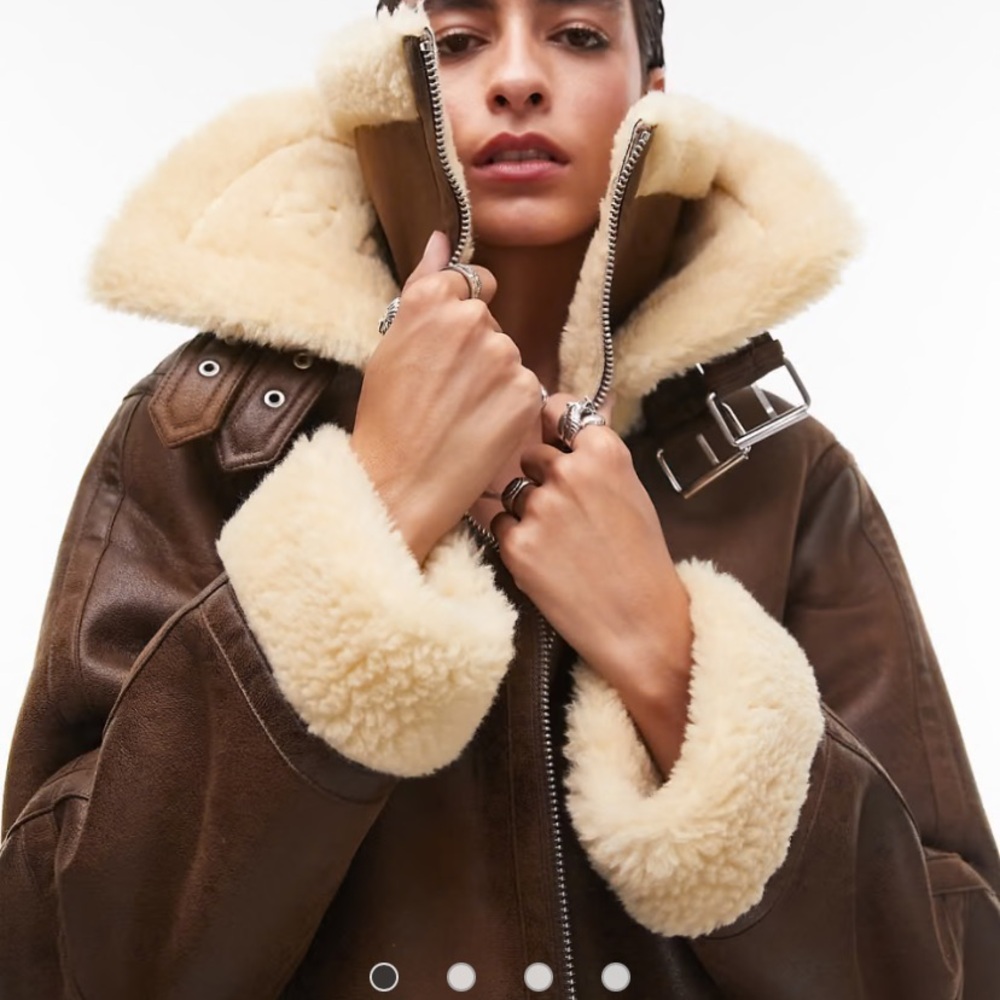 TOPSHOP Brown Shearling Jacket for Women